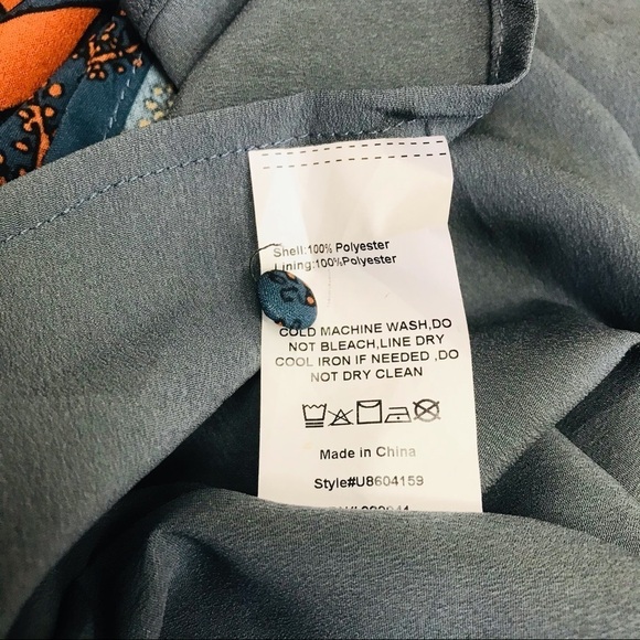 Suzanne Betro Plus Size 1X Blue Orange Floral Teal Sheath Long Sleeved D… - Picture 9 of 13